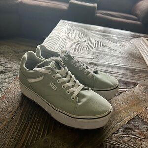 Vans Platform Sage Green Lace-Up Sneakers